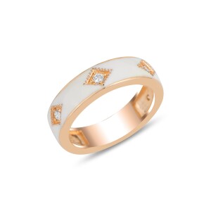 Bianka Ring - White Enamel Rose Gold - Fizzy