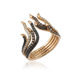 Candle Ring - Black White Cognac Diamond - Neo Modern