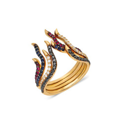 Candle Ring - Black White Diamond Ruby - Neo Modern