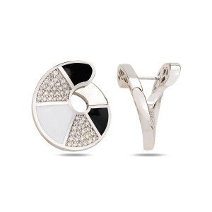 Escargot Earrings - White & Black Enamel - Limited Editions