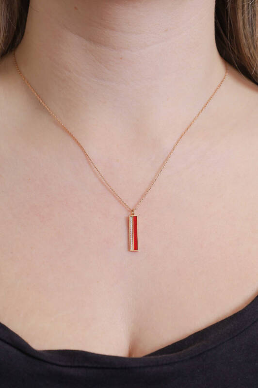 Fizzy Bar Pendant - Red Enamel - 2