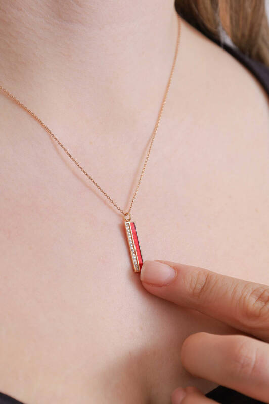 Fizzy Bar Pendant - Red Enamel - 3