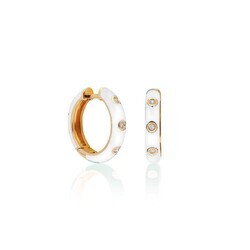 Fizzy Circle Earrings - White Enamel - Fizzy