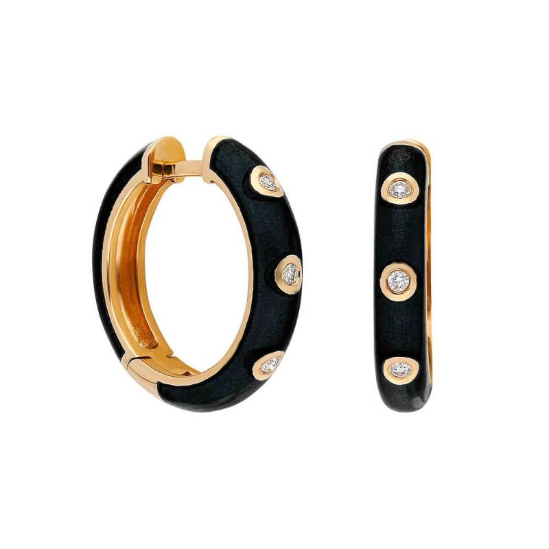 Fizzy Circle Earrings - Black Enamel - 1