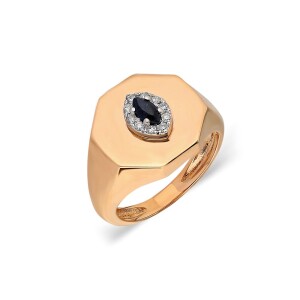 Hex Ring - White Diamond Sapphire - Havana
