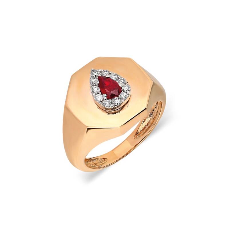 Hex Ring - White Diamond Ruby - 1