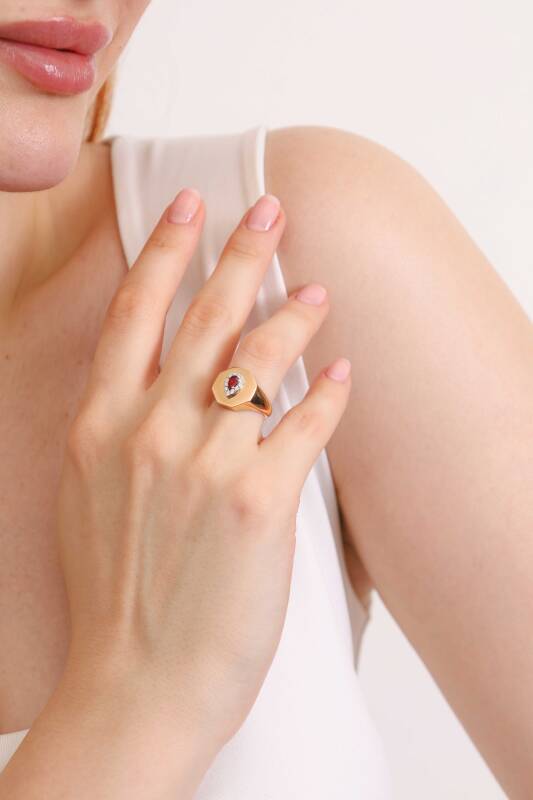 Hex Ring - White Diamond Ruby - 2