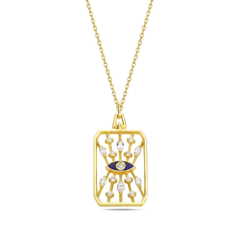 Luna Necklace Rectangle- Yellow Gold - 1