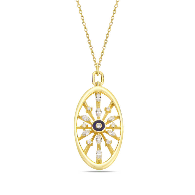 Luna Necklace Oval -Yellow Gold - 1