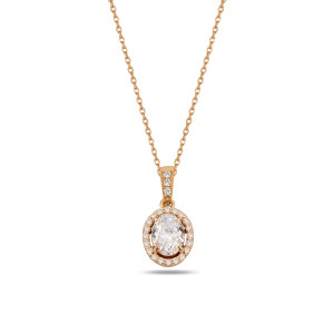 Melanie Oval Solitaire Necklace - Classic