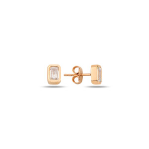 Minna Baguette Solitaire Earring - Classic