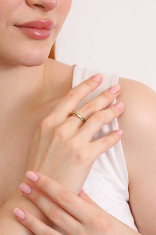 Kind Ring - Green Enamel Yellow Gold - 3