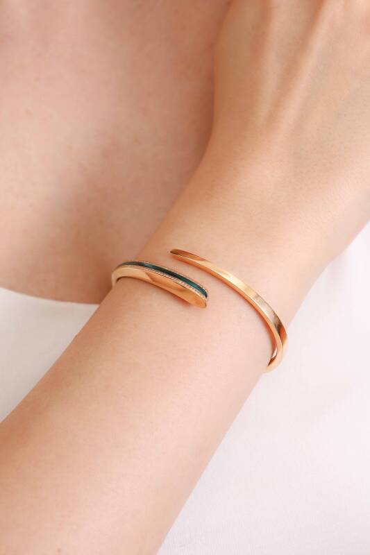 Line Bracelet - Malachite Enamel - 2