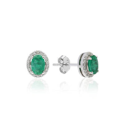 Mia Earrings - Oval Emerald - 1