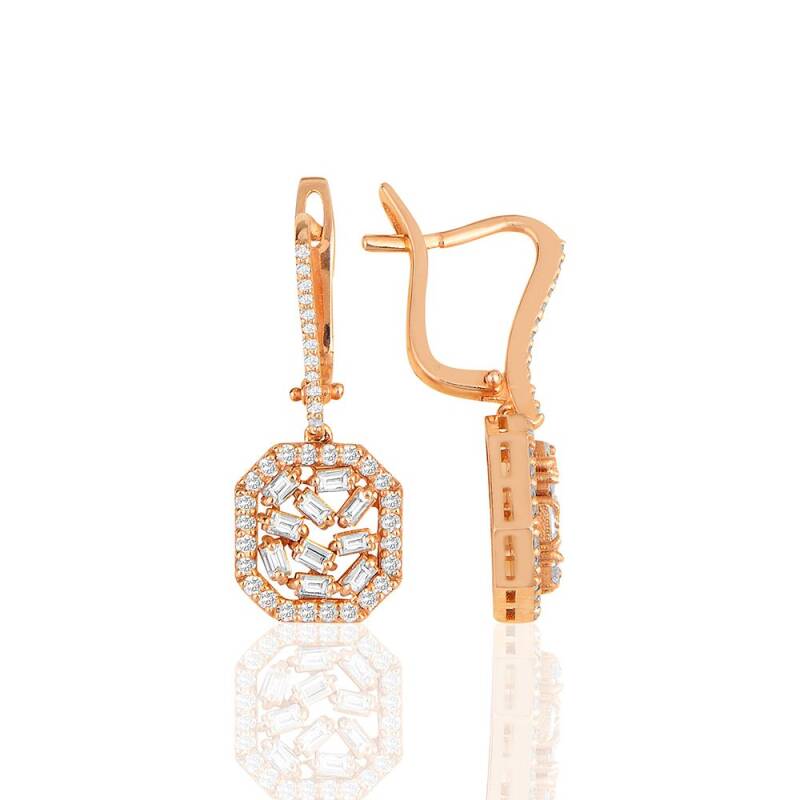 Octo Baugette Earrings - Rose - 1