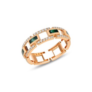 Progress Ring -Malachite Enamel - Havana