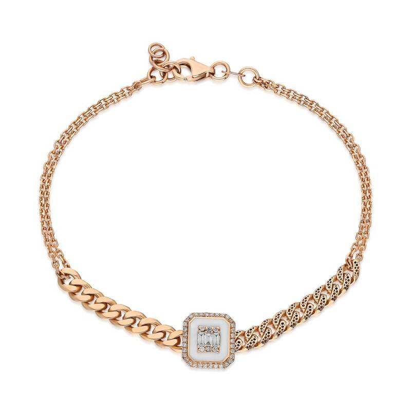 Raena Bracelet - White Enamel Baugette - 1