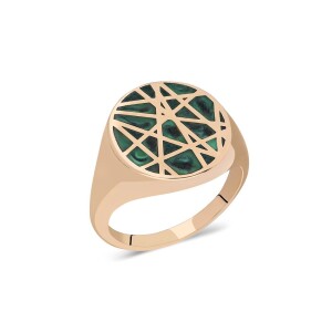 Signet Ring - Malachite Enamel - Nue