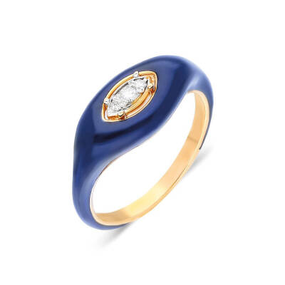 Slim Stack Ring - Dark Blue Enamel - 1