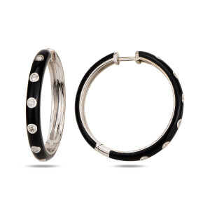 Fizzy Maxi Circle Earrings Black - White Gold - Fizzy