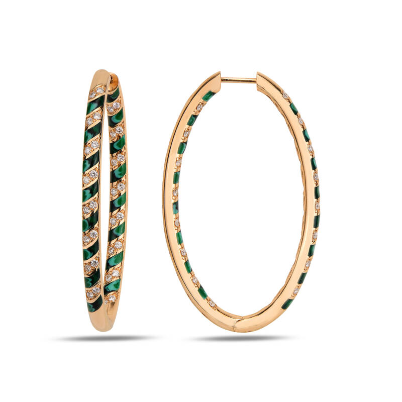 Tornado Maxi Earrings - Malachite Enamel - 1