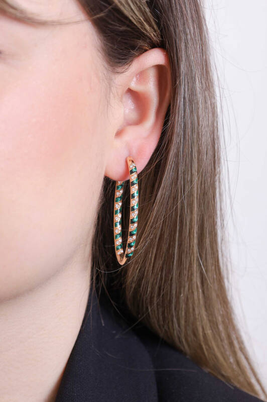 Tornado Earrings - Malachite Enamel - 2