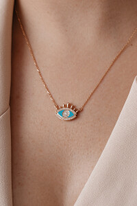 Third Eye Pendant - Turquoise Enamel - 3