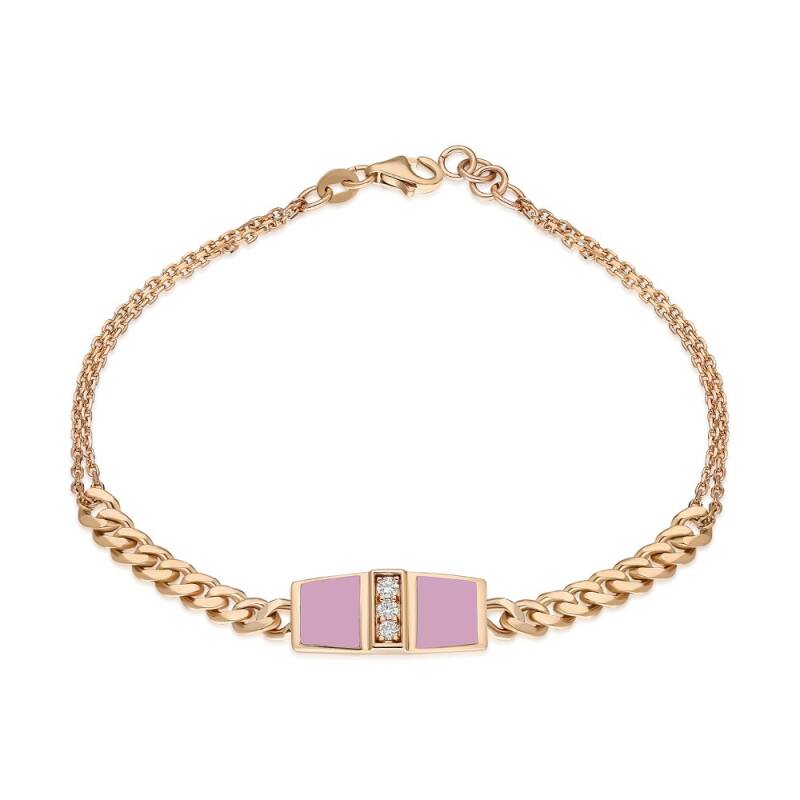 Tria Chain Bracelet - Pink Enamel - 1
