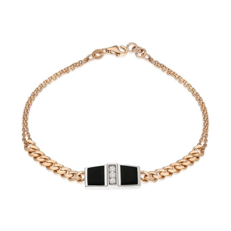 Tria Chain Bracelet - Black Enamel - 1