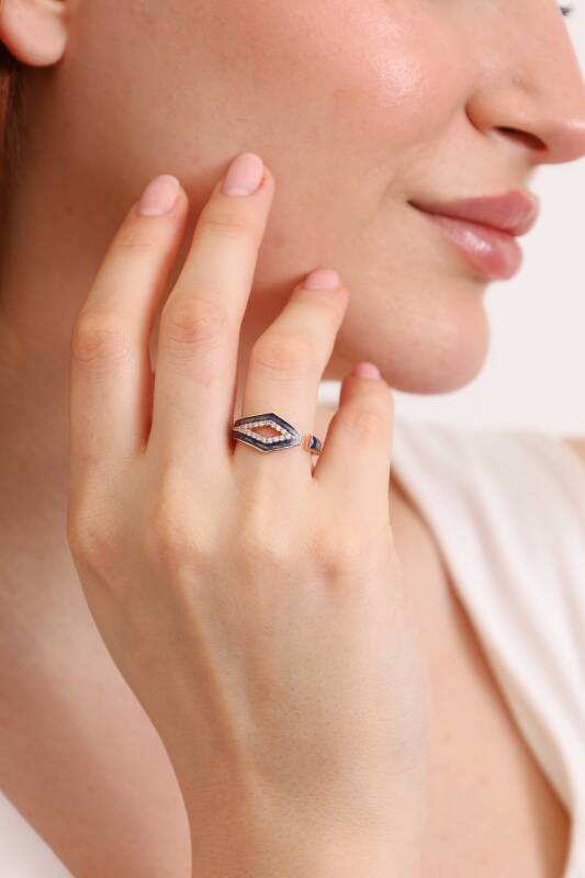 Trig Ring - Lapis Enamel - 3