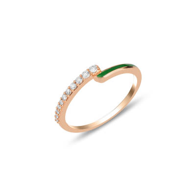 Twin Ring - Green Enamel - 1