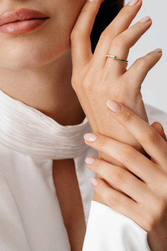 Twin Ring - Green Enamel - 2