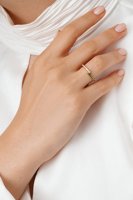 Twin Ring - Green Enamel - 3